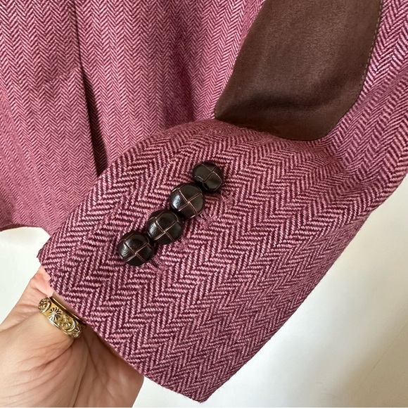 J. Crew Wool Blend Blazer With Elbow Patches In Maroon Size 8 - Picture 6 of 8